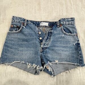 Zara Distressed Blue Jean Shorts